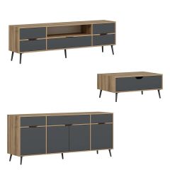 Elina Ayaklı Oturma Odası Set1 - Dore/Antrasit