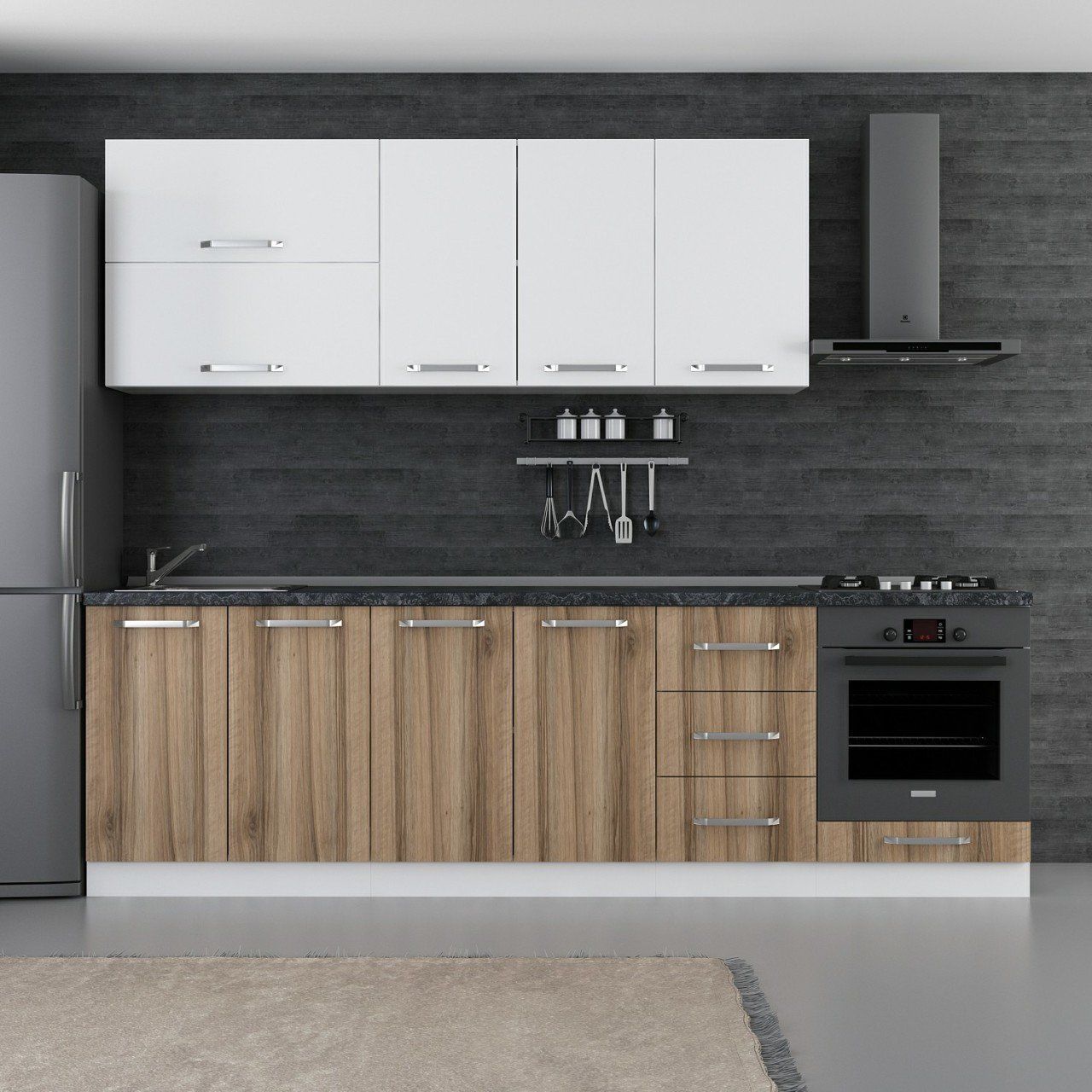 Minar 265 Cm Mutfak Dolabı Beyaz Dore 265-D6