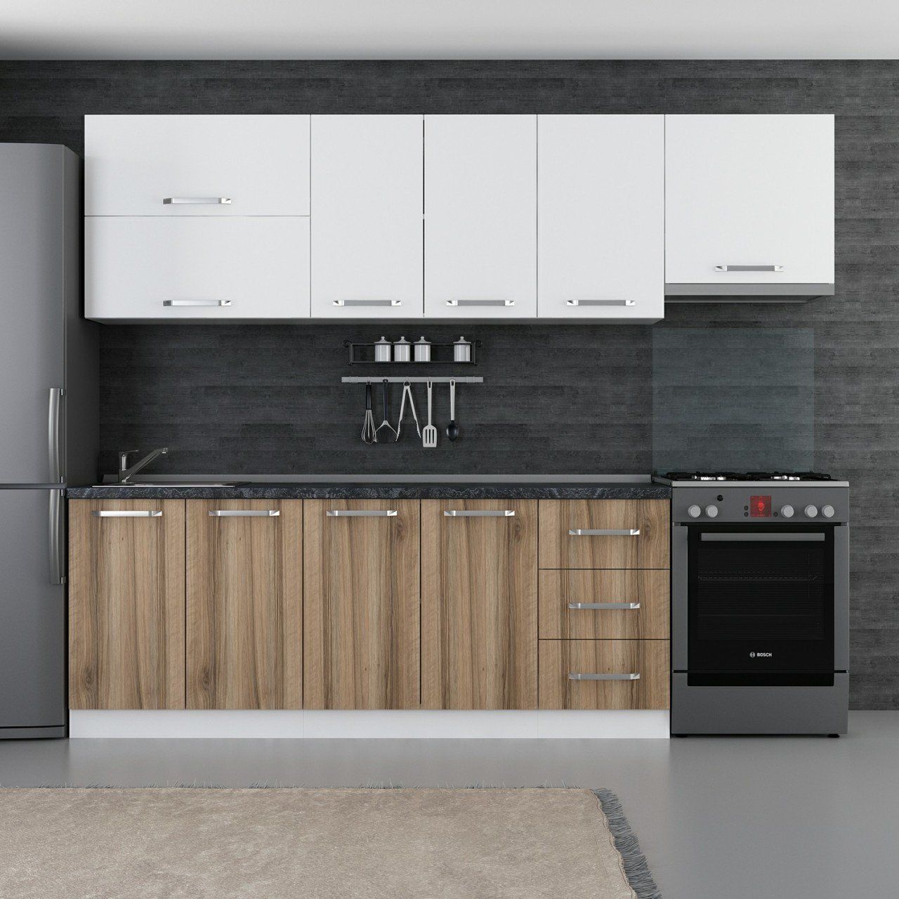 Minar 265 Cm Mutfak Dolabı Beyaz Dore 265-D7