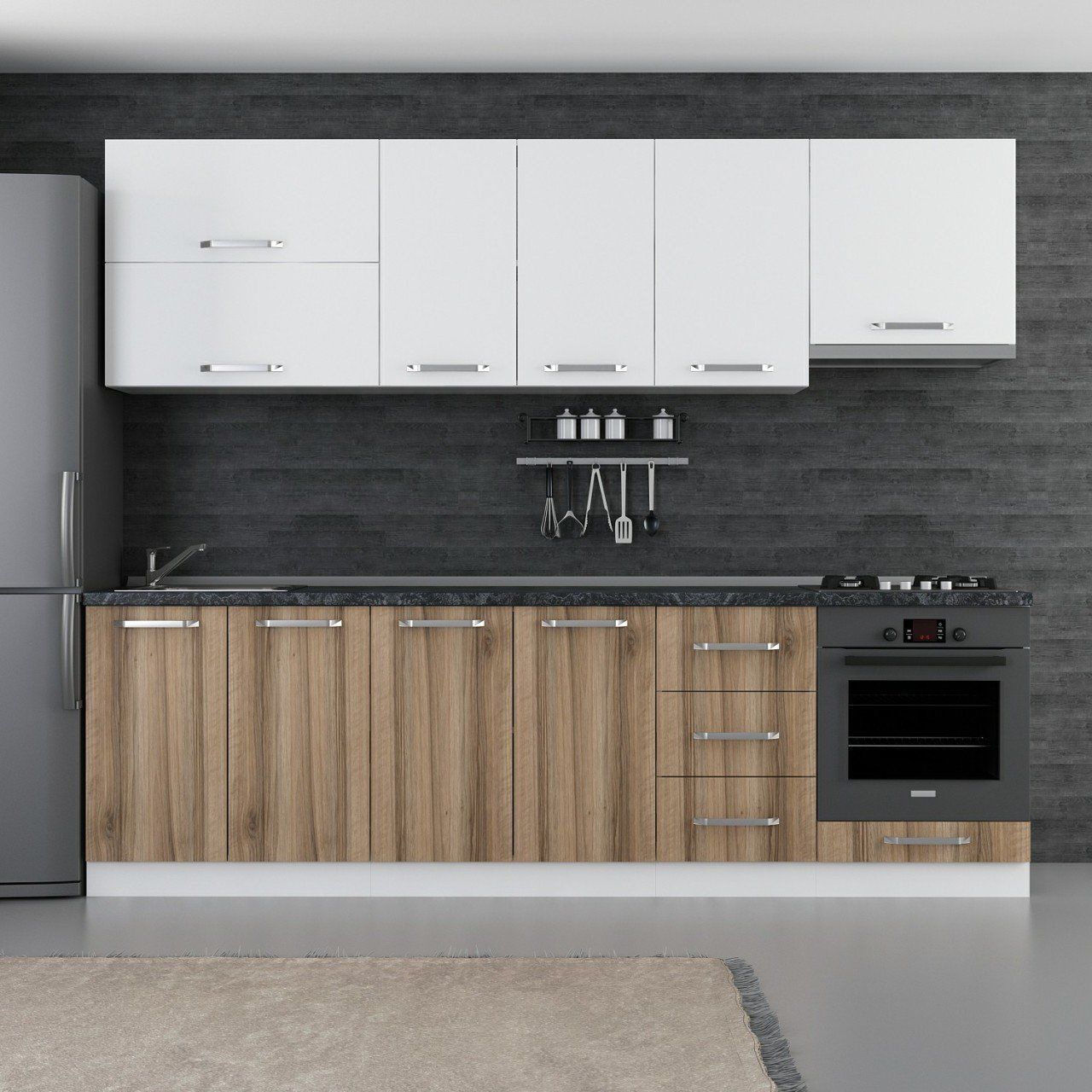 Minar 265 Cm Mutfak Dolabı Beyaz Dore 265-D8