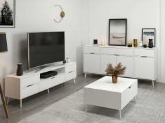 Elina Ayaklı Oturma Odası Set1 - Beyaz/Beyaz