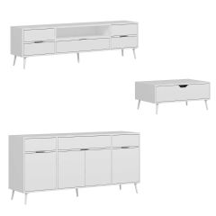 Elina Ayaklı Oturma Odası Set1 - Beyaz/Beyaz