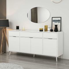 Elina Ayaklı Konsol Aynalı - Beyaz/Beyaz