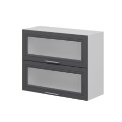 Alvinka Mutfak Modül Mbr_C Üst 2Yk1R 90-H72Cm Dolap Cam Beyaz Antrasit