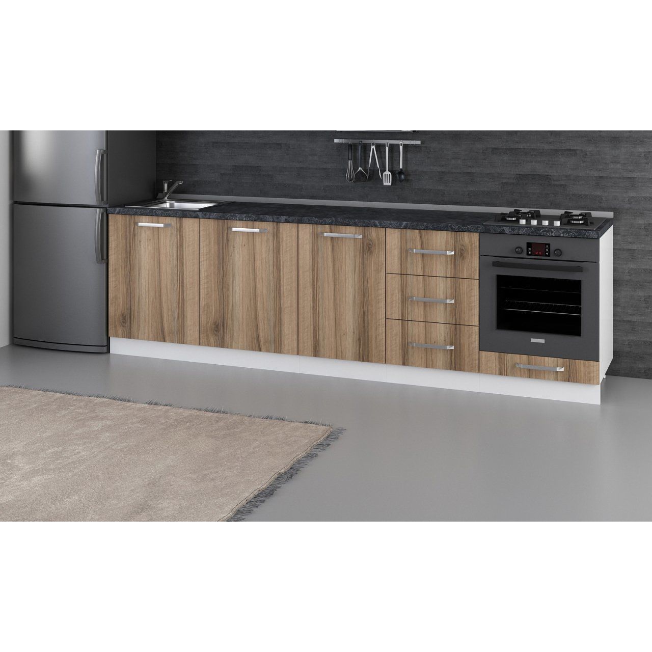 Minar 280 Cm Mutfak Dolabı Beyaz Dore 280-D3-Alt Modül