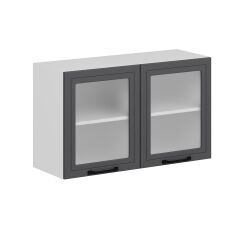 Alvinka Mutfak Modül Mbr_A Üst 2Dk1R 100-H60Cm Dolap Cam Beyaz Antrasit