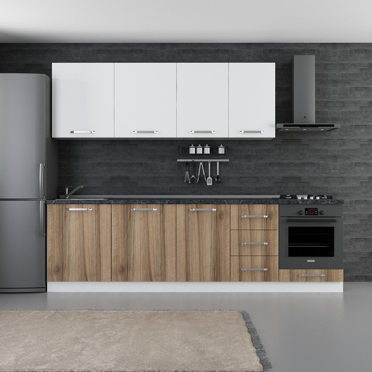 Minar 275 Cm Mutfak Dolabı Beyaz Dore 275-D6