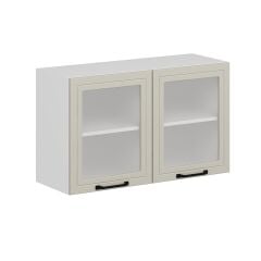 Alvinka Mutfak Modül Mbr_A Üst 2Dk1R 100-H60Cm Dolap Cam Beyaz Kumtaşı