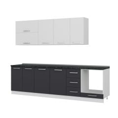 Minar 280 Cm Mutfak Dolabı Beyaz Antrasit 280-A6