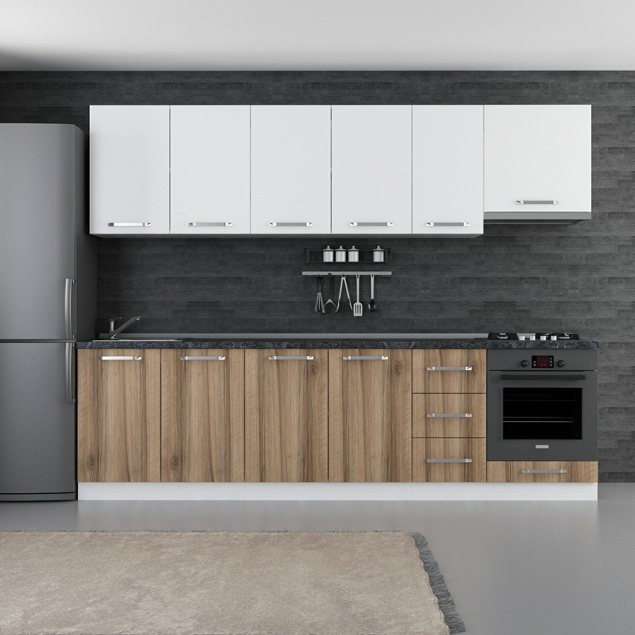 Minar 280 Cm Mutfak Dolabı Beyaz Dore 280-D11