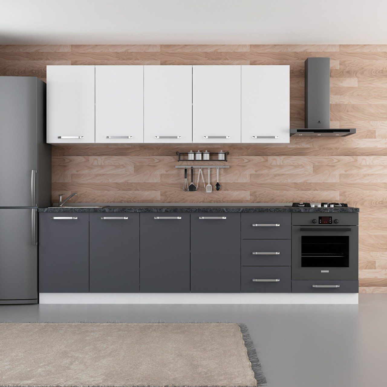 Minar 285 Cm Mutfak Dolabı Beyaz Antrasit 285-A6