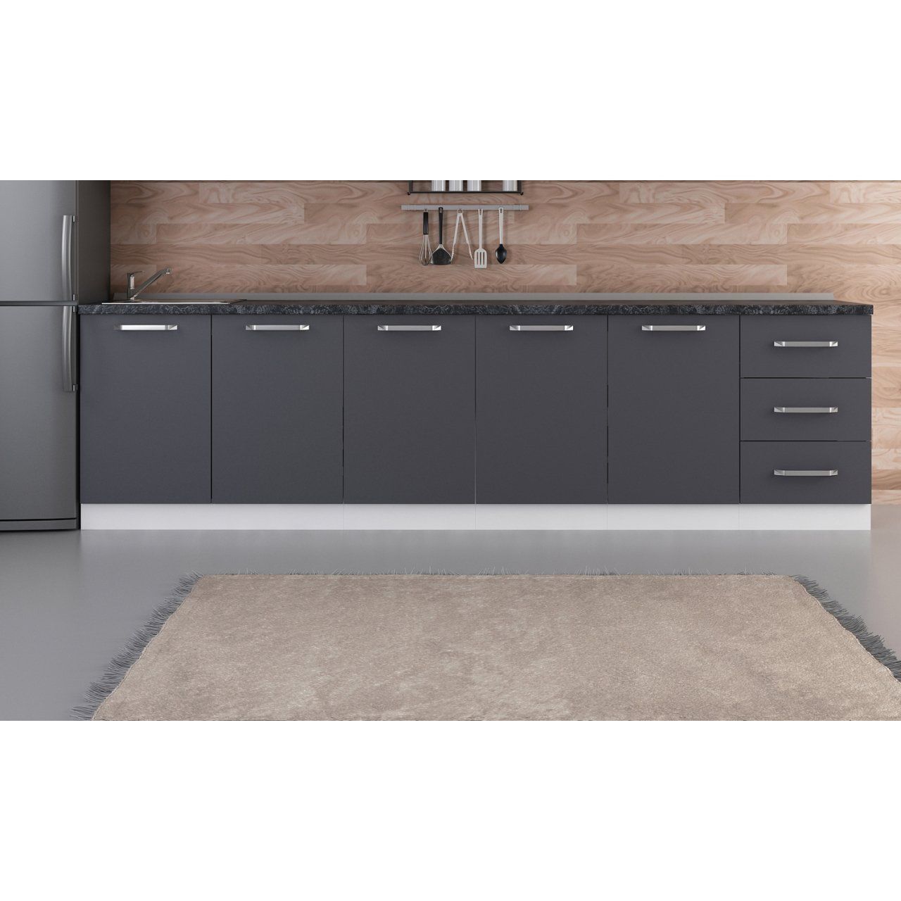 Minar 300 Cm Mutfak Dolabı Beyaz Antrasit 300-A2-Alt Modül