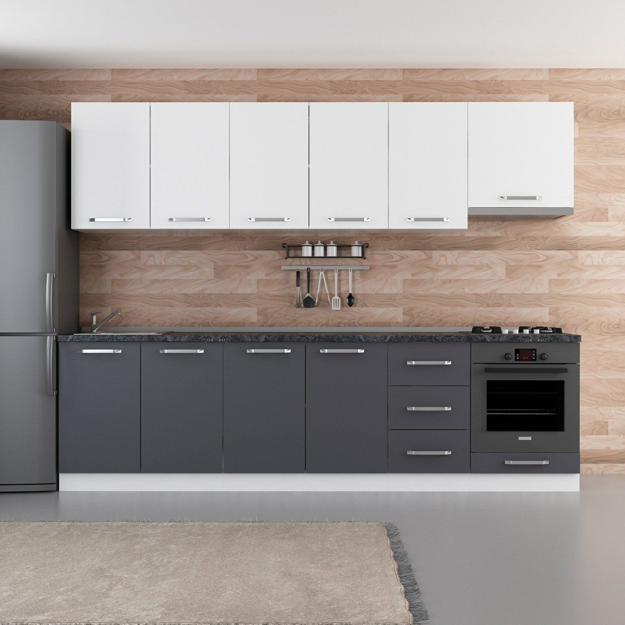 Minar 285 Cm Mutfak Dolabı Beyaz Antrasit 285-A8