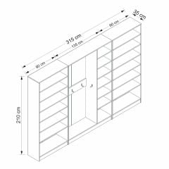 Minar Kale210 7 Kapaksız 5 Bölme Raf Portmanto Beyaz