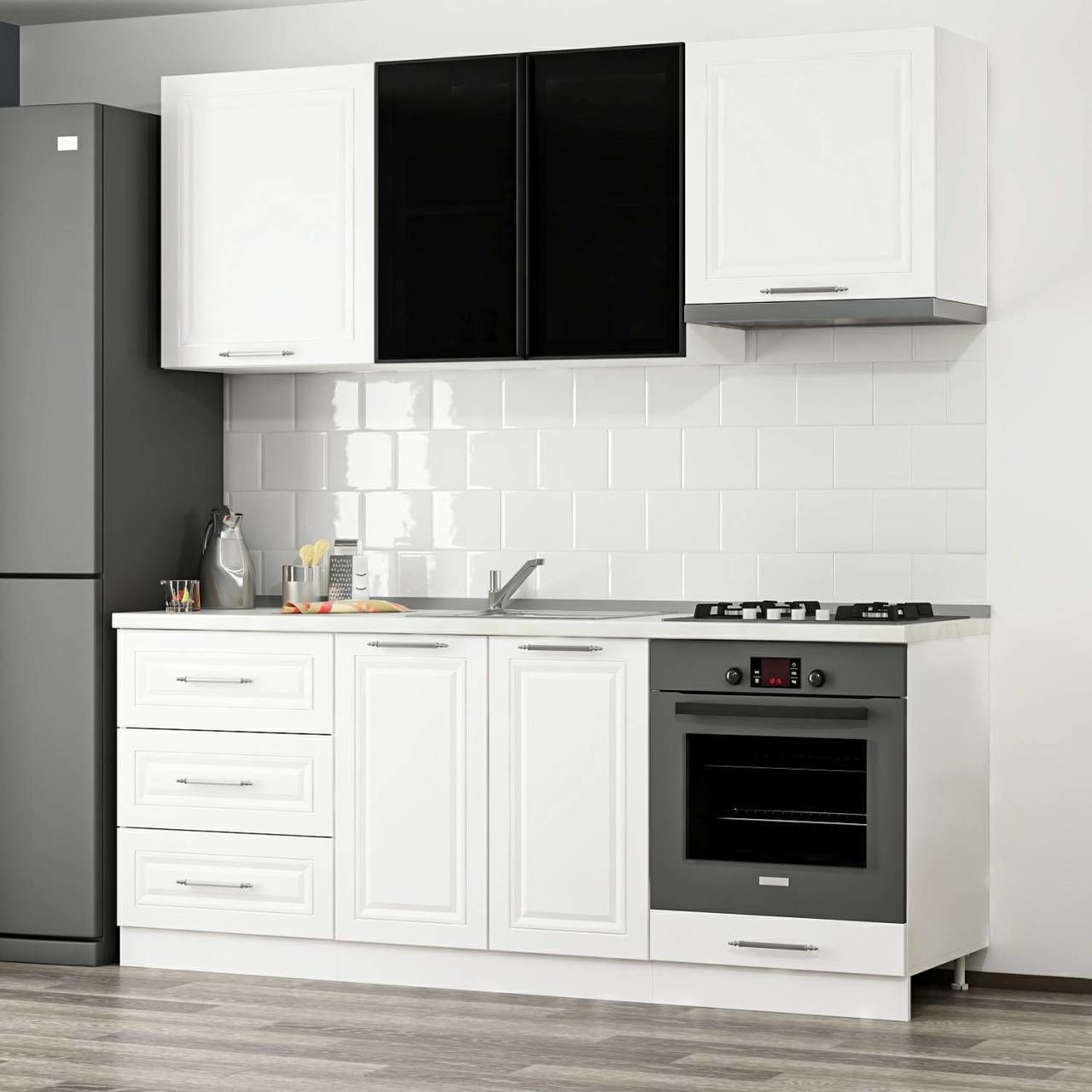 Minar 200 Cm Mbr C + Alm. Füme Cam Mutfak Dolabı Byz 200-Mcacb1