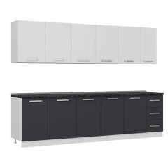 Minar 290 Cm Mutfak Dolabı Beyaz Antrasit 290-A2