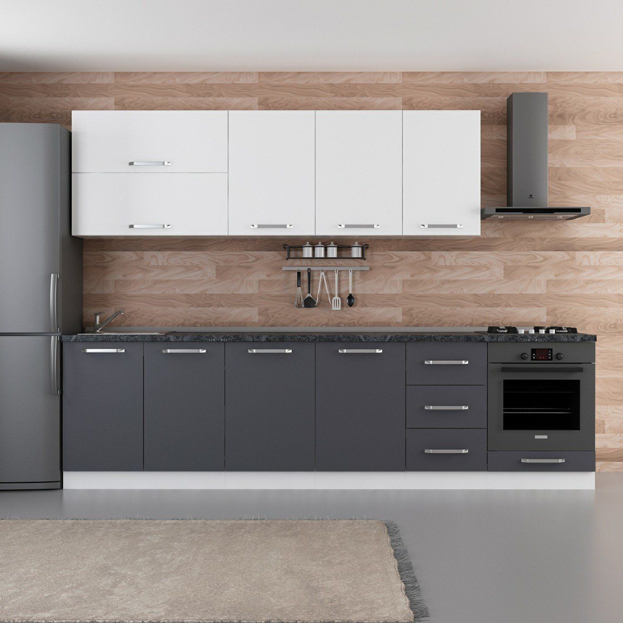 Minar 295 Cm Mutfak Dolabı Beyaz Antrasit 295-A6