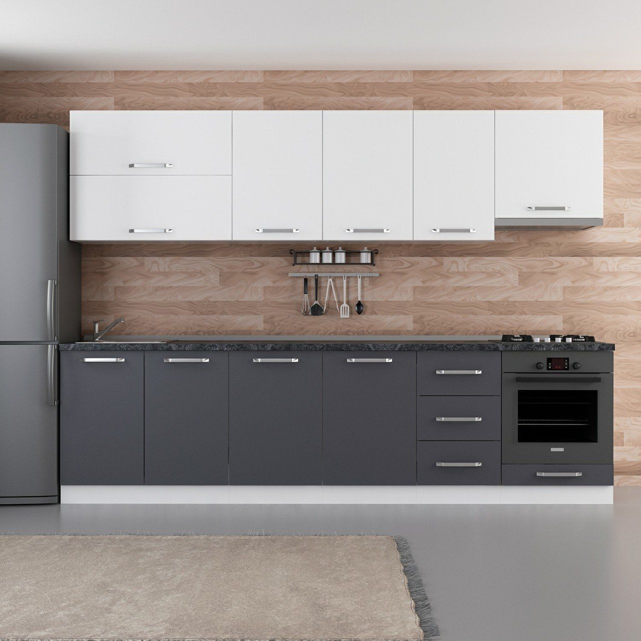 Minar 295 Cm Mutfak Dolabı Beyaz Antrasit 295-A8