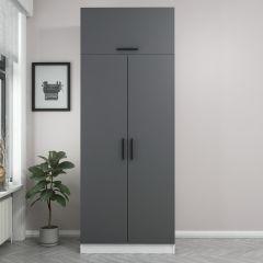 Minar Kale 2 Kapaklı Dolap Ve Yüklük Beyaz Antrasit