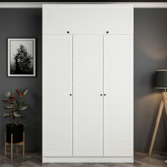 Minar Kale 3 Mebran Panjur Kapaklı 2 Ç Dolap Ve Yüklük Beyaz 190CM