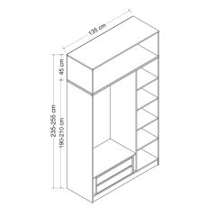 Minar Kale 3 Mebran Panjur Kapaklı 2 Ç Dolap Ve Yüklük Beyaz 190CM