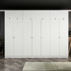 Minar Kale 7 Mebran Panjur Kapaklı 2 Ç Dolap Ve Yüklük Beyaz 190CM