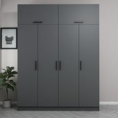 Minar Kale 4 Kapaklı 2 Çekmeceli Dolap Ve Yüklük Antrasit