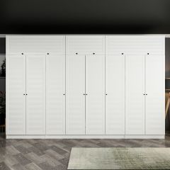 Minar Kale 8 Mebran Panjur Kapaklı 2 Ç Dolap Ve Yüklük Beyaz 190CM