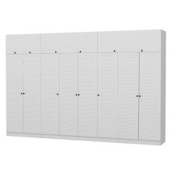 Minar Kale 8 Mebran Panjur Kapaklı 2 Ç Dolap Ve Yüklük Beyaz 190CM