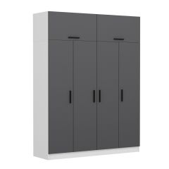 Minar Kale 4 Kapaklı 2 Çekmeceli Dolap Ve Yüklük Beyaz Antrasit