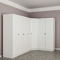 Minar Kale 7 Kapaklı 2 Çekmeceli Köşe Dolap Beyaz Mebran Panjur 190CM