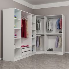 Minar Kale 7 Kapaklı 2 Çekmeceli Köşe Dolap Beyaz Mebran Panjur 190CM