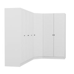 Minar Kale 7 Kapaklı 2 Çekmeceli Köşe Dolap Beyaz Mebran Panjur 190CM