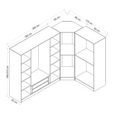 Minar Kale 7 Kapaklı 2 Çekmeceli Köşe Dolap Beyaz Mebran Panjur 190CM