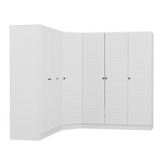 Minar Kale 7 Kapaklı 4 Çekmeceli Köşe Dolap Beyaz Mebran Panjur 210CM