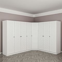 Minar Kale 8 Kapaklı 4 Çekmeceli Köşe Dolap Beyaz Mebran Panjur 190CM