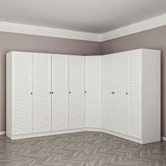 Minar Kale 8 Kapaklı 4 Çekmeceli Köşe Dolap Beyaz Mebran Panjur 210CM