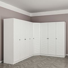 Minar Kale 8 Kapaklı 4 Çekmeceli Köşe Dolap Beyaz Mebran Panjur 210CM