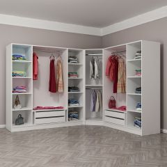 Minar Kale 8 Kapaklı 4 Çekmeceli Köşe Dolap Beyaz Mebran Panjur 210CM