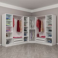 Minar Kale 8 Kapaklı 4 Çekmeceli Köşe Dolap Beyaz Mebran Panjur 210CM