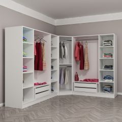 Minar Kale 8 Kapaklı 4 Çekmeceli Köşe Dolap Beyaz Mebran Panjur 210CM