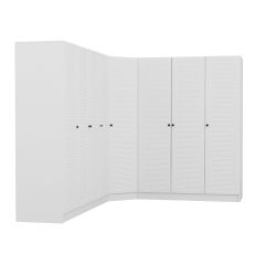 Minar Kale 8 Kapaklı 4 Çekmeceli Köşe Dolap Beyaz Mebran Panjur 210CM