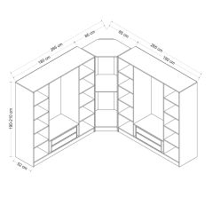 Minar Kale 9 Kapaklı 4 Çekmeceli Köşe Dolap Beyaz Mebran Panjur 190CM