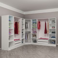 Minar Kale 9 Kapaklı 4 Çekmeceli Köşe Dolap Beyaz Mebran Panjur 210CM