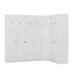 Minar Kale 7 Kapaklı 2 Ç Köşe Dolap + Yüklük Beyaz Mebran Panjur 210CM