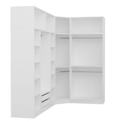 Minar Kale 7 Kapaklı 2 Ç Köşe Dolap + Yüklük Beyaz Mebran Panjur 210CM