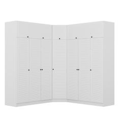 Minar Kale 7 Kapaklı 4 Ç Köşe Dolap + Yüklük Beyaz Mebran Panjur 190CM