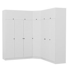 Minar Kale 7 Kapaklı 4 Ç Köşe Dolap + Yüklük Beyaz Mebran Panjur 210CM