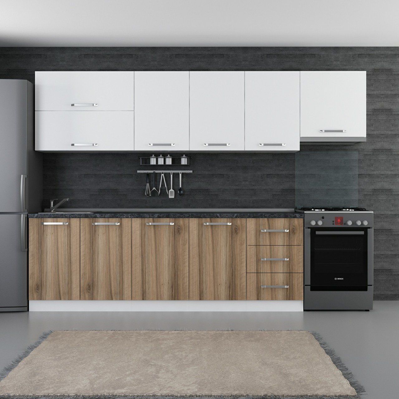 Minar 300 Cm Mutfak Dolabı Beyaz Dore 300-D8