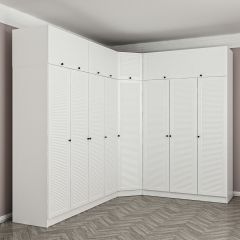 Minar Kale 8 Kapaklı 4 Ç Köşe Dolap + Yüklük Beyaz Mebran Panjur 210CM